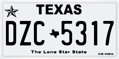 TX license plate DZC5317