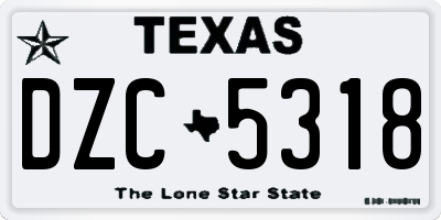 TX license plate DZC5318