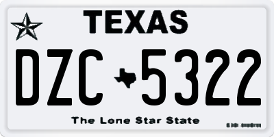 TX license plate DZC5322