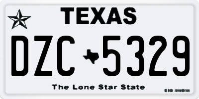 TX license plate DZC5329