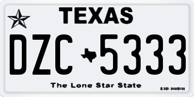 TX license plate DZC5333