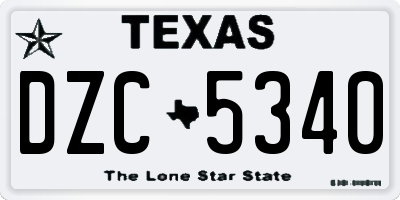 TX license plate DZC5340