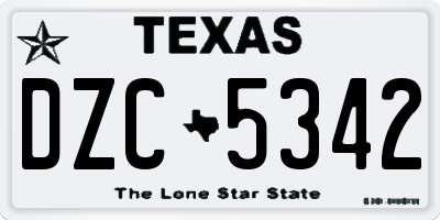 TX license plate DZC5342