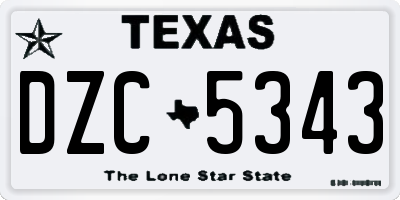 TX license plate DZC5343