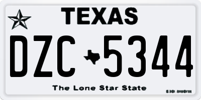 TX license plate DZC5344