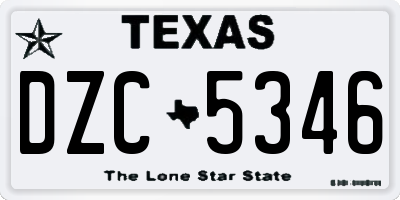 TX license plate DZC5346