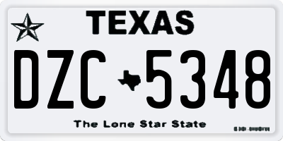 TX license plate DZC5348