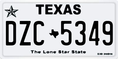 TX license plate DZC5349