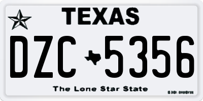 TX license plate DZC5356