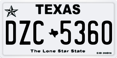 TX license plate DZC5360