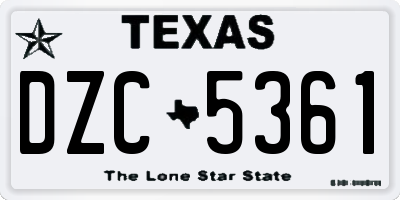 TX license plate DZC5361