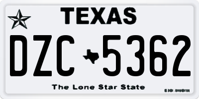 TX license plate DZC5362