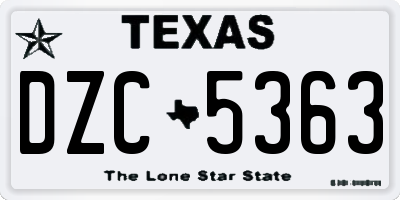 TX license plate DZC5363