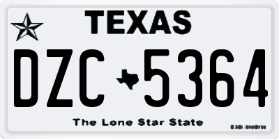 TX license plate DZC5364