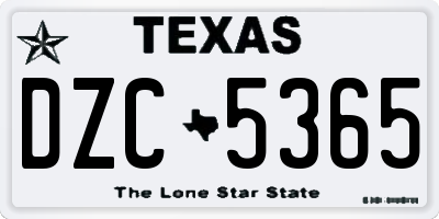 TX license plate DZC5365