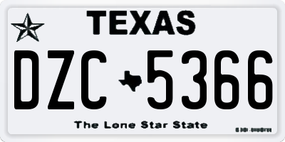 TX license plate DZC5366