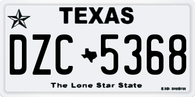 TX license plate DZC5368