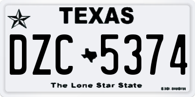 TX license plate DZC5374