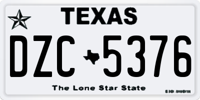 TX license plate DZC5376