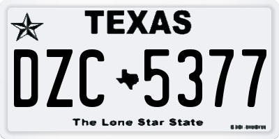 TX license plate DZC5377