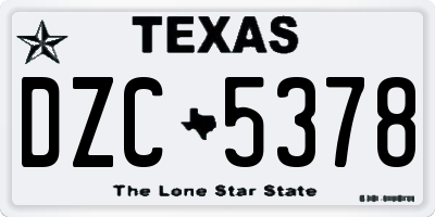 TX license plate DZC5378
