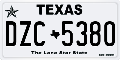 TX license plate DZC5380
