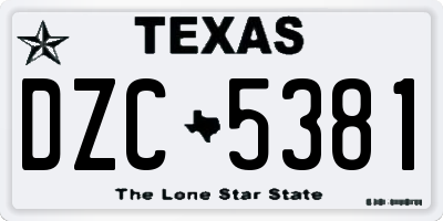 TX license plate DZC5381