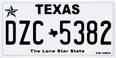 TX license plate DZC5382