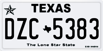 TX license plate DZC5383