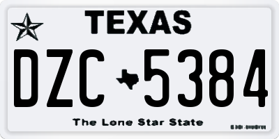 TX license plate DZC5384