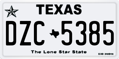 TX license plate DZC5385