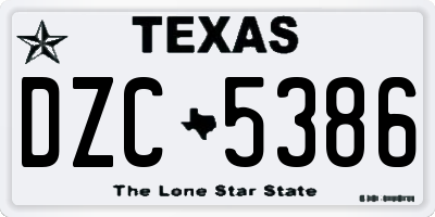 TX license plate DZC5386