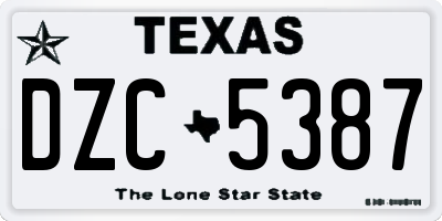 TX license plate DZC5387