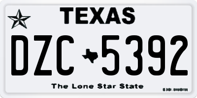 TX license plate DZC5392