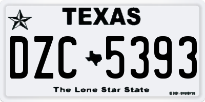 TX license plate DZC5393