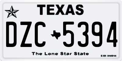 TX license plate DZC5394