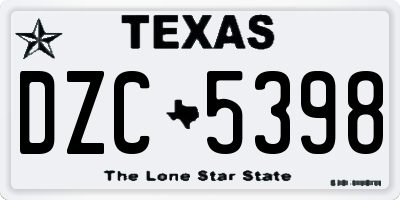 TX license plate DZC5398