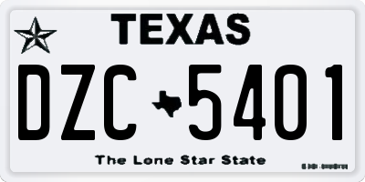 TX license plate DZC5401