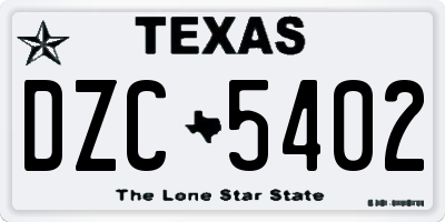 TX license plate DZC5402