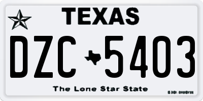 TX license plate DZC5403