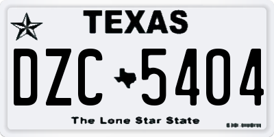 TX license plate DZC5404