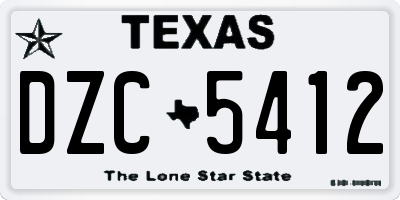 TX license plate DZC5412