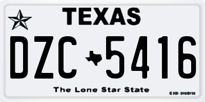 TX license plate DZC5416