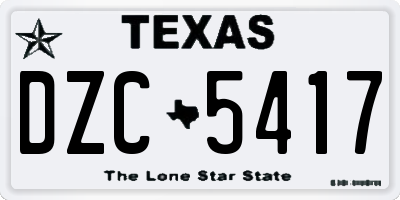 TX license plate DZC5417