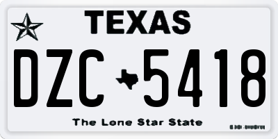 TX license plate DZC5418