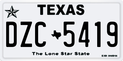 TX license plate DZC5419