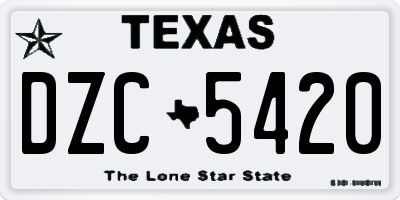 TX license plate DZC5420