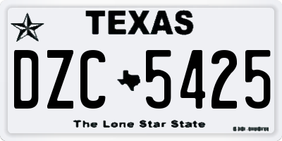 TX license plate DZC5425