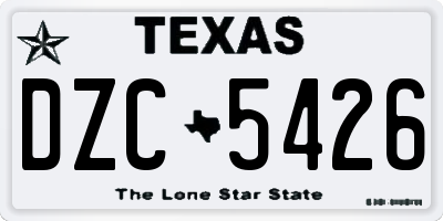 TX license plate DZC5426