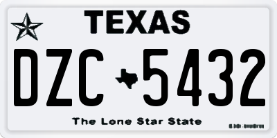 TX license plate DZC5432